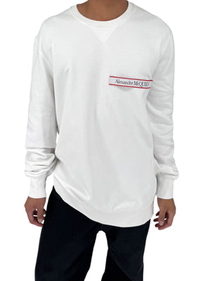 Alexander McQueen White Logo Patch Crewneck Sweatshirt NWT Large