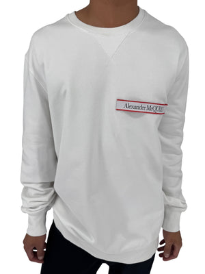 Alexander McQueen White Logo Patch Crewneck Sweatshirt NWT Large