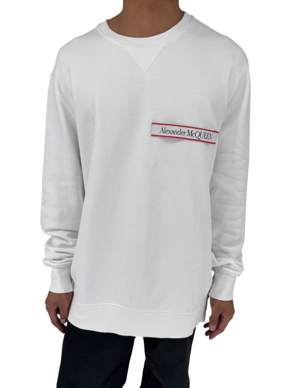 Alexander McQueen White Logo Patch Crewneck Sweatshirt NWT Large