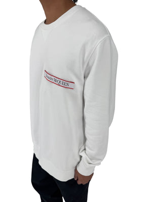 Alexander McQueen White Logo Patch Crewneck Sweatshirt NWT Large