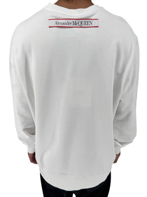 Alexander McQueen White Logo Patch Crewneck Sweatshirt NWT Large