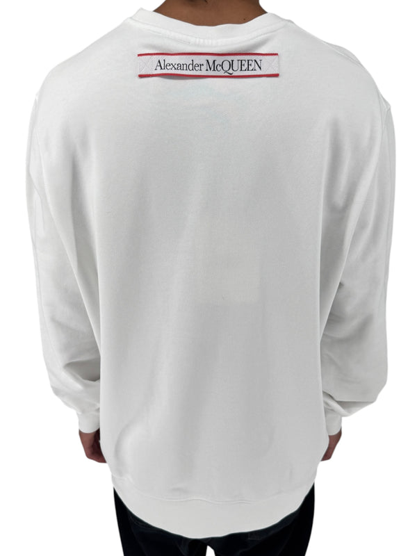 Alexander McQueen White Logo Patch Crewneck Sweatshirt NWT Large