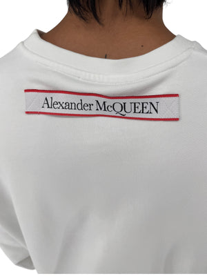 Alexander McQueen White Logo Patch Crewneck Sweatshirt NWT Large