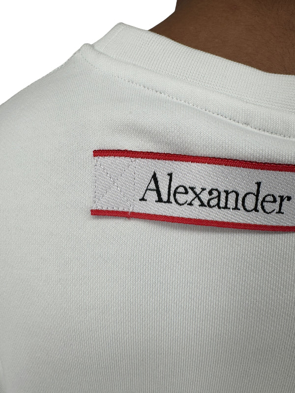 Alexander McQueen White Logo Patch Crewneck Sweatshirt NWT Large