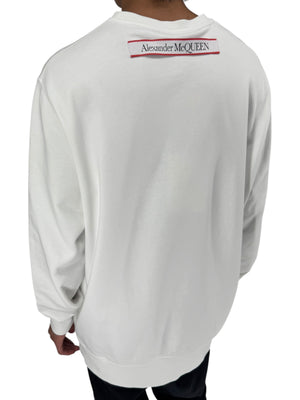 Alexander McQueen White Logo Patch Crewneck Sweatshirt NWT Large