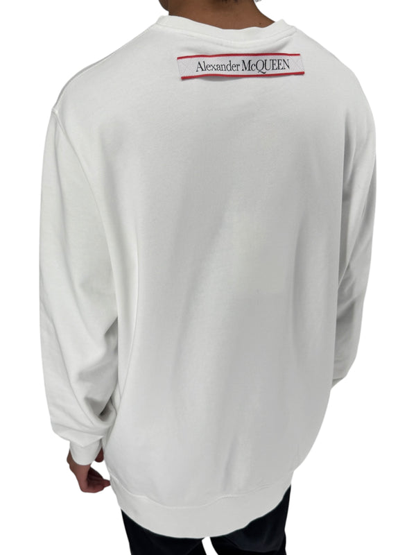 Alexander McQueen White Logo Patch Crewneck Sweatshirt NWT Large