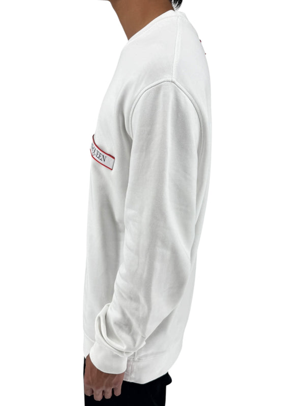 Alexander McQueen White Logo Patch Crewneck Sweatshirt NWT Large