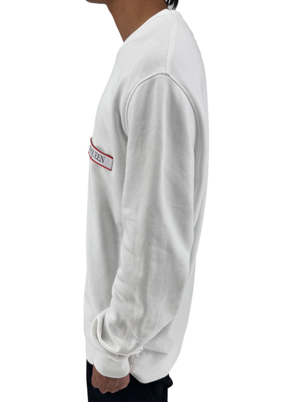 Alexander McQueen White Logo Patch Crewneck Sweatshirt NWT Large
