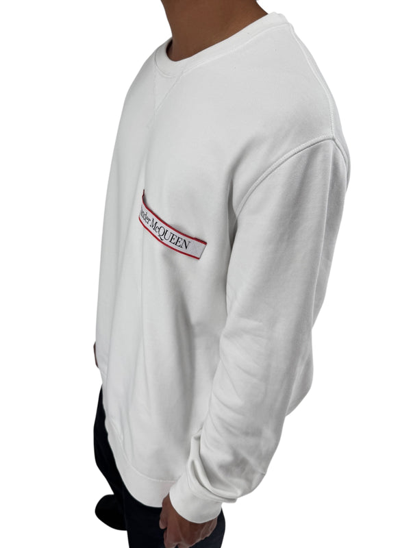 Alexander McQueen White Logo Patch Crewneck Sweatshirt NWT Large