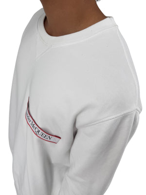 Alexander McQueen White Logo Patch Crewneck Sweatshirt NWT Large