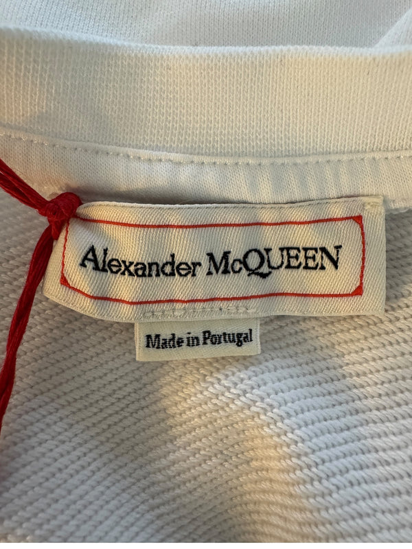 Alexander McQueen White Logo Patch Crewneck Sweatshirt NWT Large