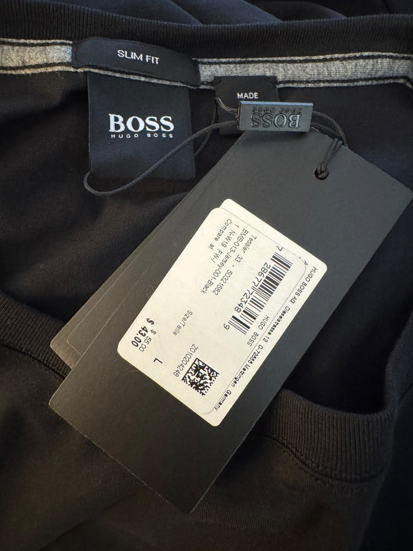BOSS Hugo Boss Black Slim Fit Crew Neck Logo T-Shirt Mens XXL NWT Cotton Tee
