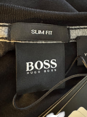 BOSS Hugo Boss Black Slim Fit Crew Neck Logo T-Shirt Mens XXL NWT Cotton Tee