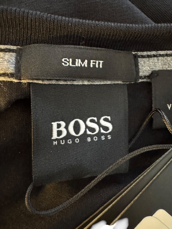 BOSS Hugo Boss Black Slim Fit Crew Neck Logo T-Shirt Mens XXL NWT Cotton Tee