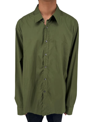 Salvatore Ferragamo Olive Green Cotton Button Shirt Made Italy XXL Mens