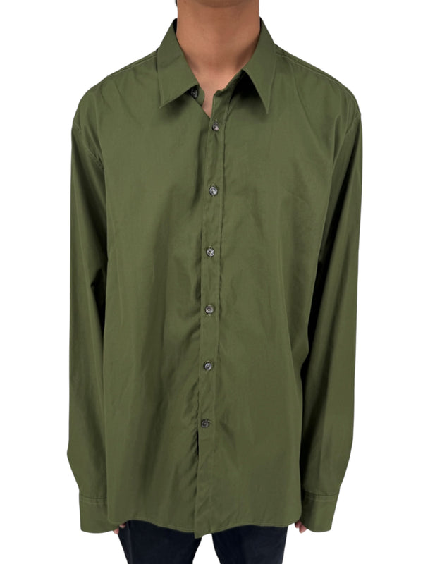 Salvatore Ferragamo Olive Green Cotton Button Shirt Made Italy XXL Mens