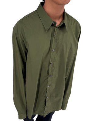 Salvatore Ferragamo Olive Green Cotton Button Shirt Made Italy XXL Mens