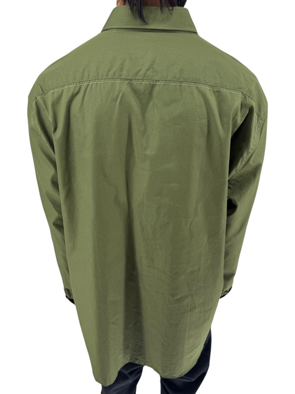 Salvatore Ferragamo Olive Green Cotton Button Shirt Made Italy XXL Mens