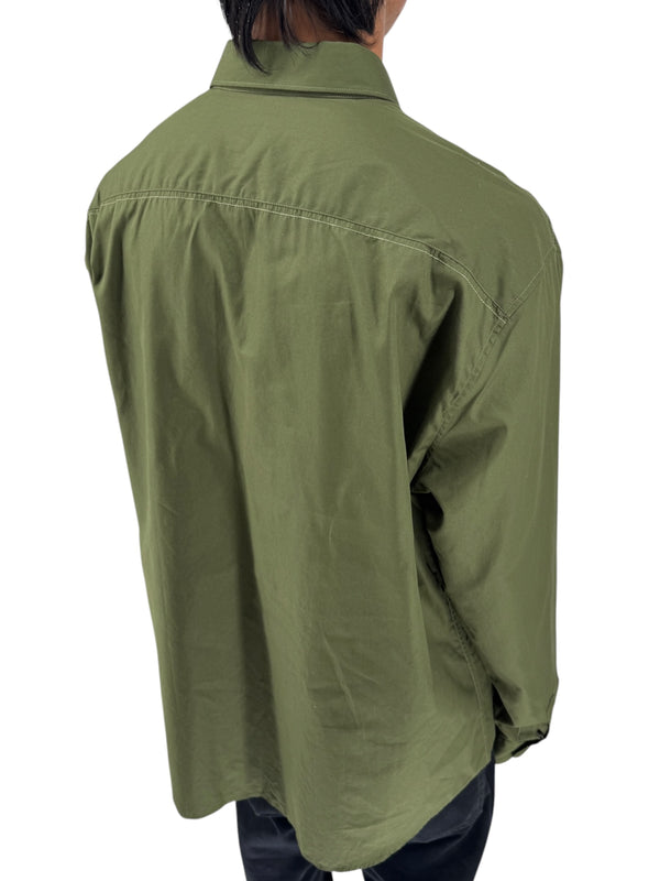 Salvatore Ferragamo Olive Green Cotton Button Shirt Made Italy XXL Mens
