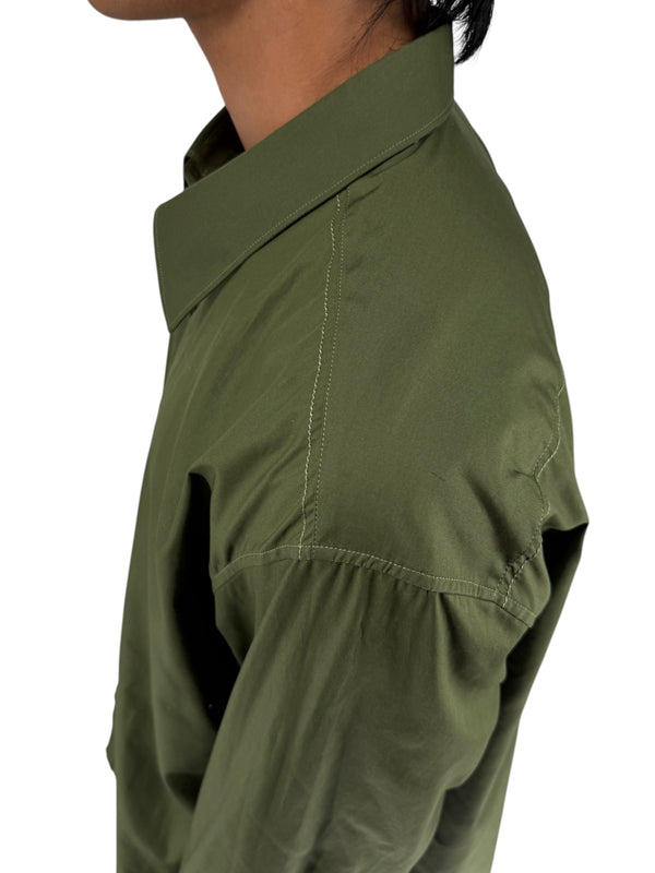 Salvatore Ferragamo Olive Green Cotton Button Shirt Made Italy XXL Mens