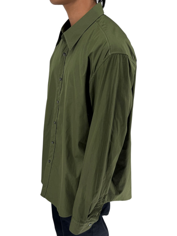 Salvatore Ferragamo Olive Green Cotton Button Shirt Made Italy XXL Mens