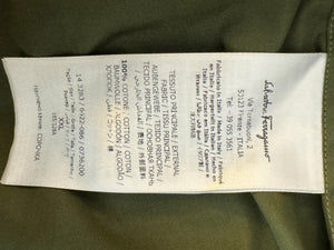 Salvatore Ferragamo Olive Green Cotton Button Shirt Made Italy XXL Mens