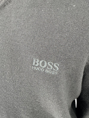 NWT BOSS Hugo Boss Extra Fine Merino Black Long Sleeve Henley Shirt L