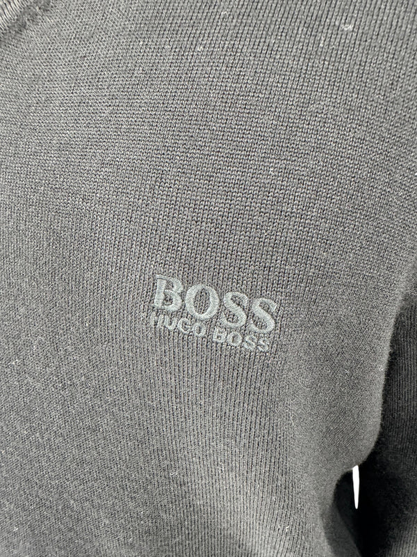 NWT BOSS Hugo Boss Extra Fine Merino Black Long Sleeve Henley Shirt L