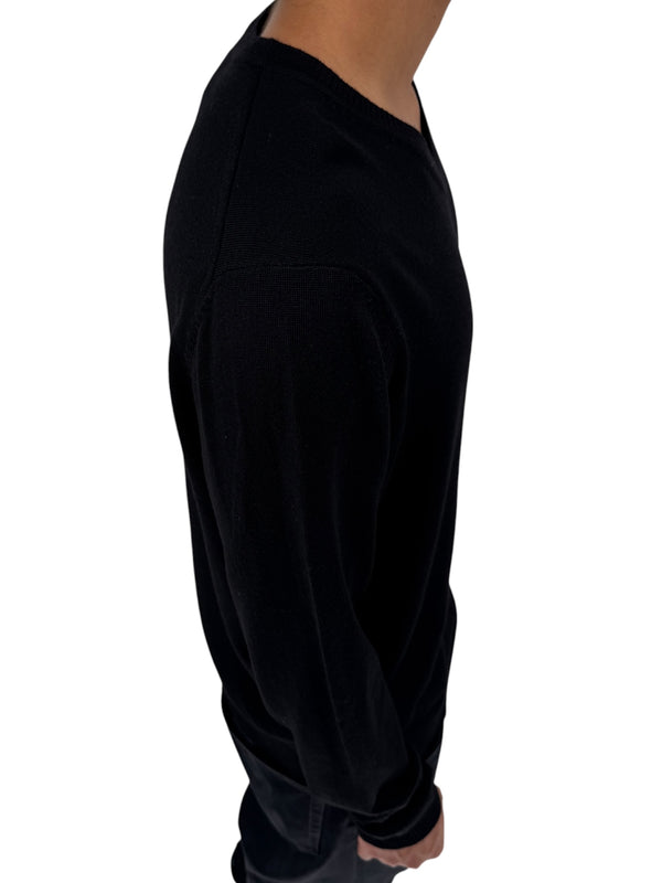 NWT BOSS Hugo Boss Extra Fine Merino Black Long Sleeve Henley Shirt L