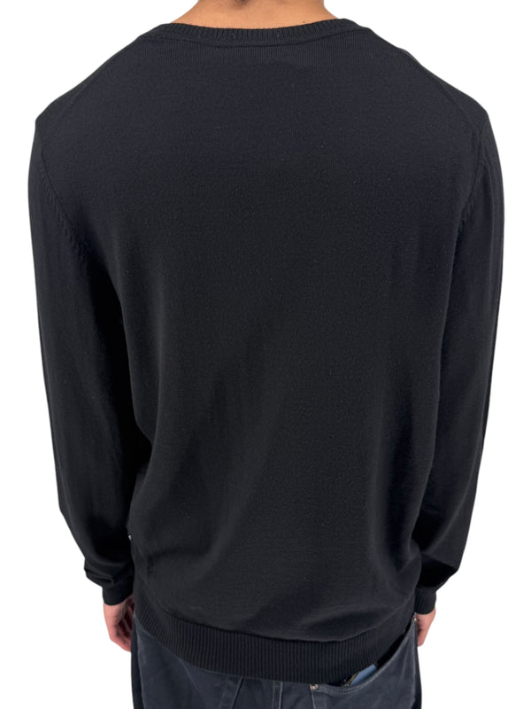 NWT BOSS Hugo Boss Extra Fine Merino Black Long Sleeve Henley Shirt L