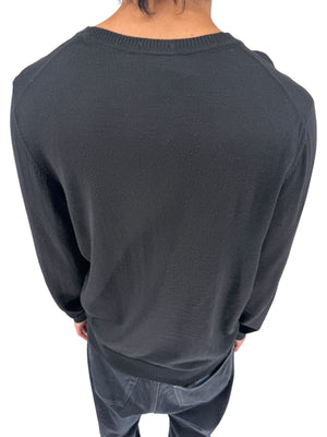 NWT BOSS Hugo Boss Extra Fine Merino Black Long Sleeve Henley Shirt L