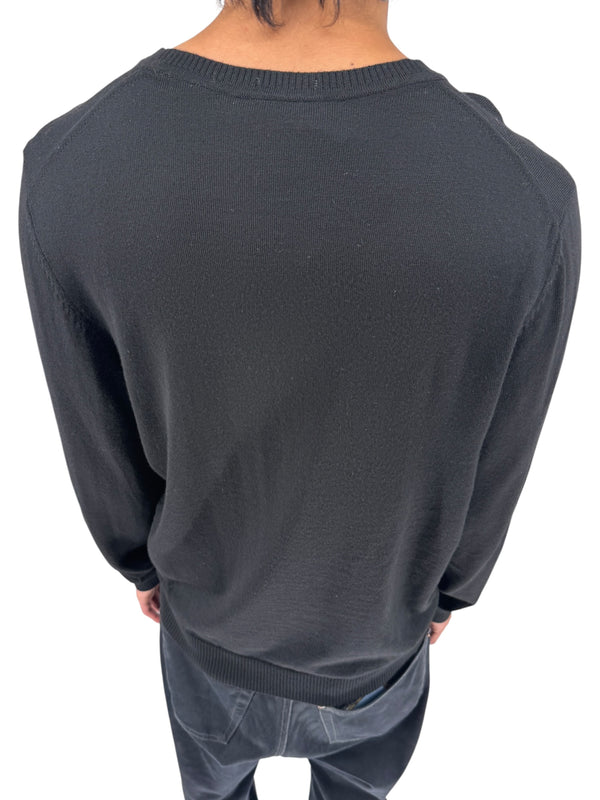 NWT BOSS Hugo Boss Extra Fine Merino Black Long Sleeve Henley Shirt L