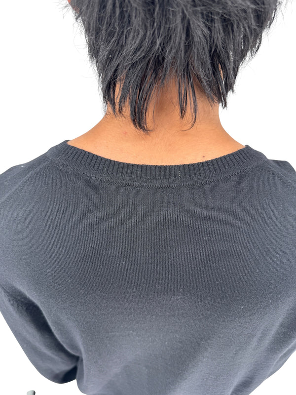 NWT BOSS Hugo Boss Extra Fine Merino Black Long Sleeve Henley Shirt L