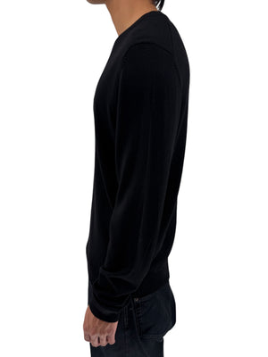 NWT BOSS Hugo Boss Extra Fine Merino Black Long Sleeve Henley Shirt L