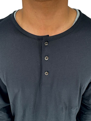 NWT BOSS Hugo Boss Extra Fine Merino Black Long Sleeve Henley Shirt L