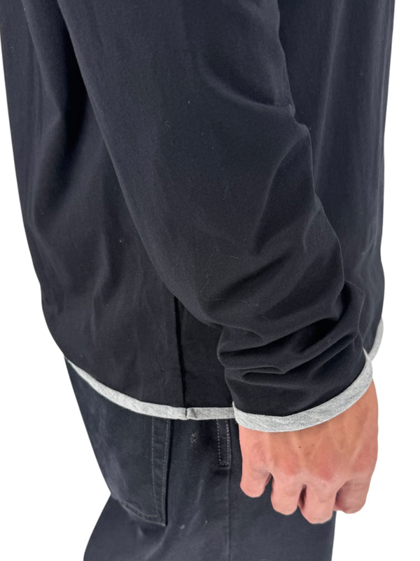 NWT BOSS Hugo Boss Extra Fine Merino Black Long Sleeve Henley Shirt L