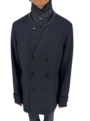 NWT Ted Baker London Navy Wool Blend Double Breasted Peacoat Size 6