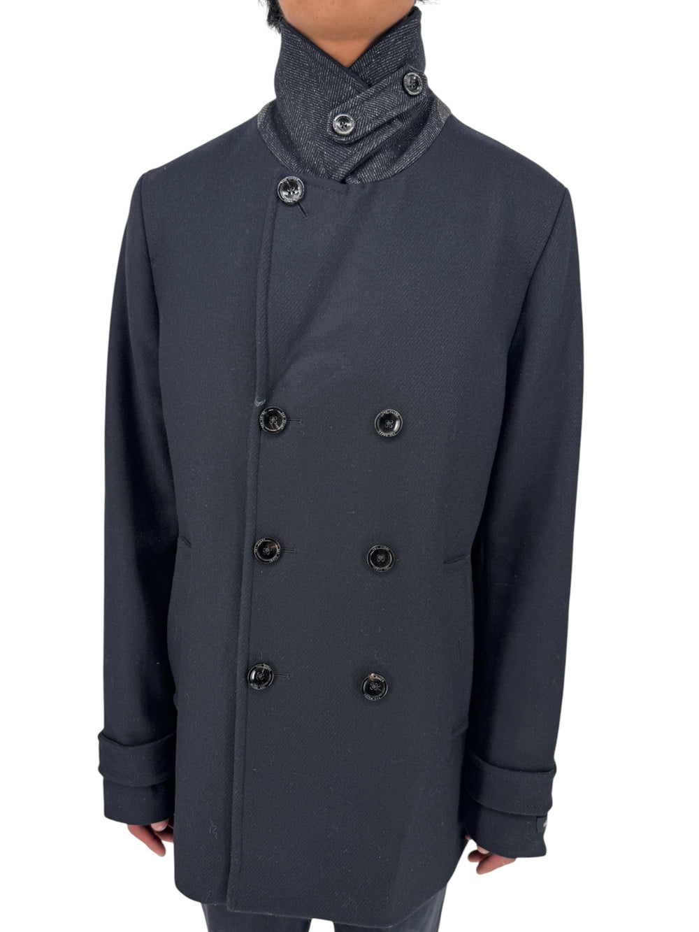 NWT Ted Baker London Navy Wool Blend Double Breasted Peacoat Size 6