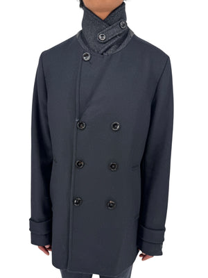 NWT Ted Baker London Navy Wool Blend Double Breasted Peacoat Size 6