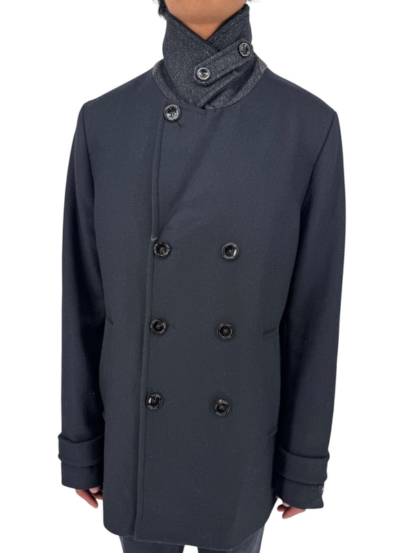 NWT Ted Baker London Navy Wool Blend Double Breasted Peacoat Size 6
