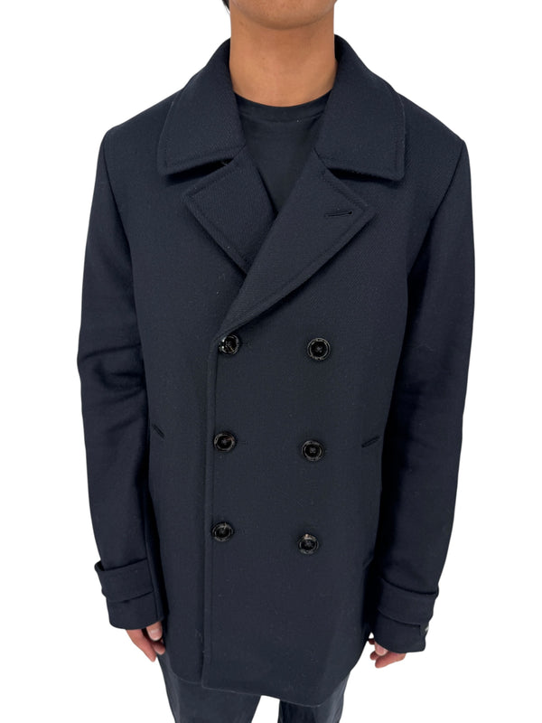 NWT Ted Baker London Navy Wool Blend Double Breasted Peacoat Size 6