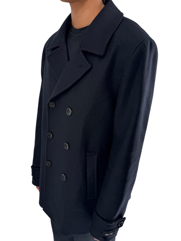 NWT Ted Baker London Navy Wool Blend Double Breasted Peacoat Size 6
