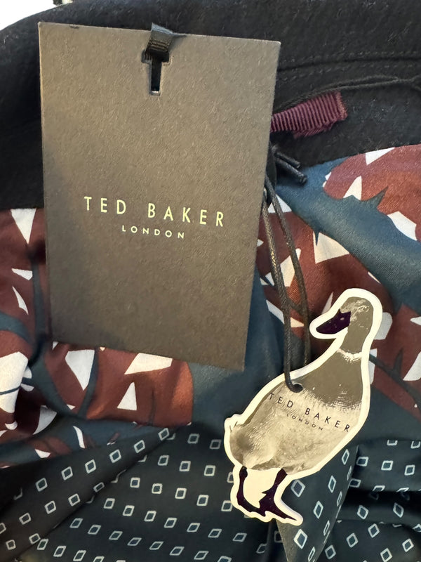 NWT Ted Baker London Navy Wool Blend Double Breasted Peacoat Size 6