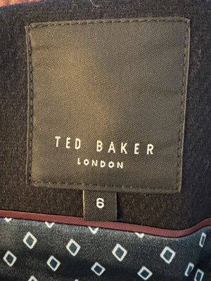 NWT Ted Baker London Navy Wool Blend Double Breasted Peacoat Size 6