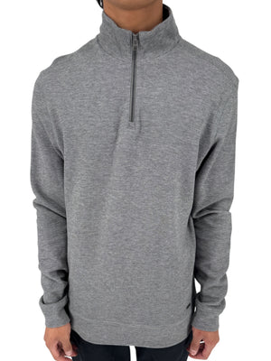 NWT BOSS Hugo Boss Gray Merino Wool Quarter Zip Sweater Mens L Regular Fit