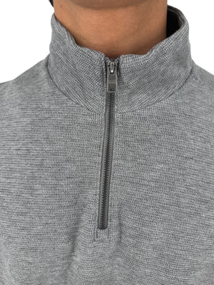 NWT BOSS Hugo Boss Gray Merino Wool Quarter Zip Sweater Mens L Regular Fit