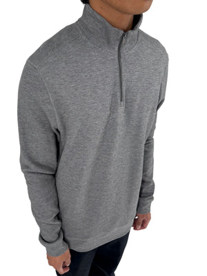 NWT BOSS Hugo Boss Gray Merino Wool Quarter Zip Sweater Mens L Regular Fit