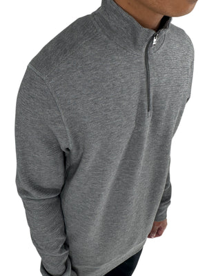 NWT BOSS Hugo Boss Gray Merino Wool Quarter Zip Sweater Mens L Regular Fit