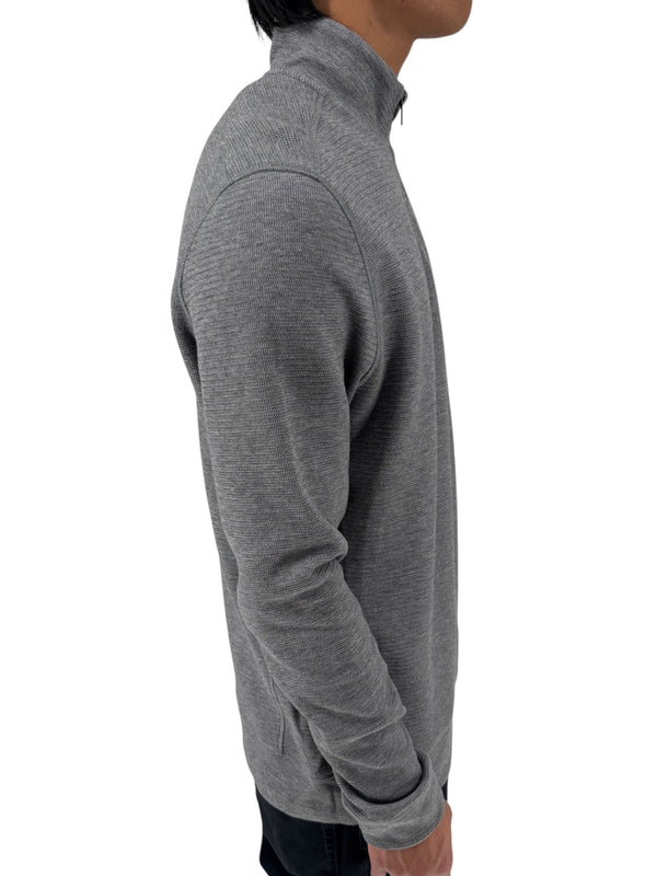NWT BOSS Hugo Boss Gray Merino Wool Quarter Zip Sweater Mens L Regular Fit