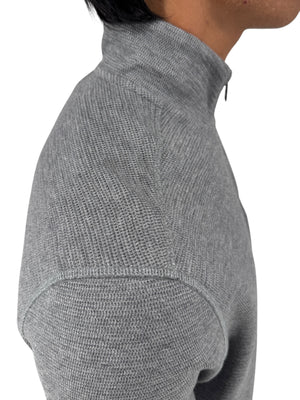 NWT BOSS Hugo Boss Gray Merino Wool Quarter Zip Sweater Mens L Regular Fit